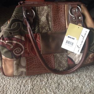 Sale! Strada multi patch handbag in brown tones.