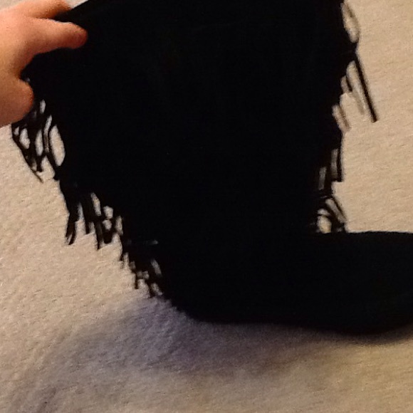 Black fringe boots size9