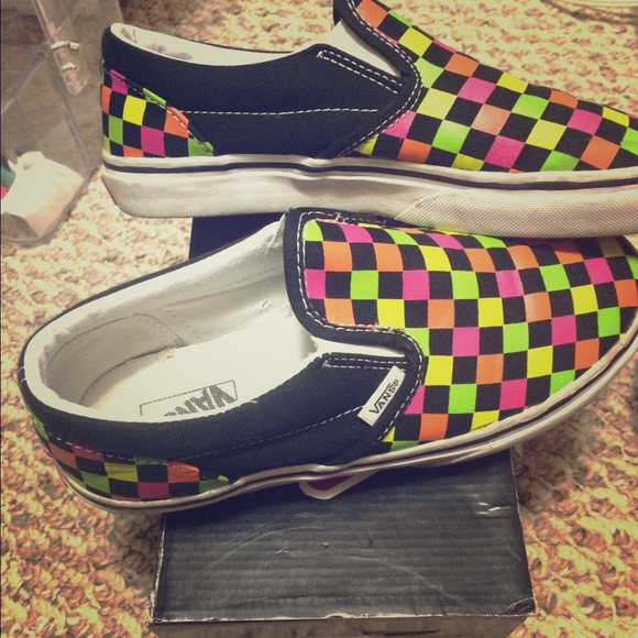 Vans Shoes - Fuchsia Checkerboard Slip-on Vans