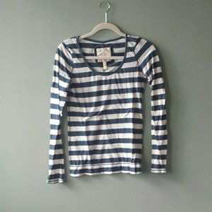 Navy and white striped shirt