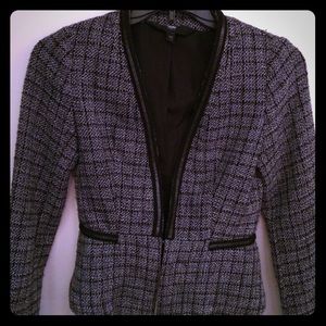 Women's Mossimo Plaid Metal Trim Peplum Blazer