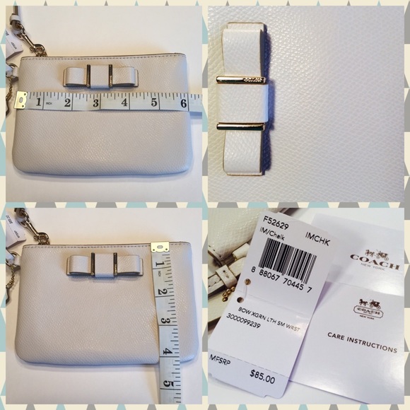💕SOLD in Bundle💕COACH Chalk Bow Wristlet NWT - Picture 3 of 4