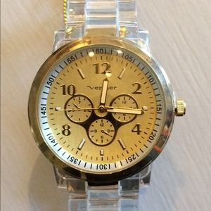 Gold Chronograph Clear Link Watch