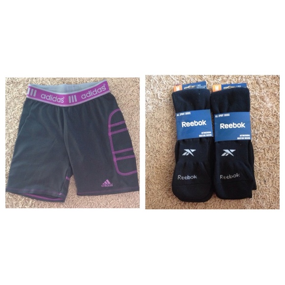 Softball sliding shorts and Reebok socks