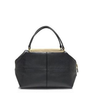 j. crew hughes satchel - black w/ gold detail