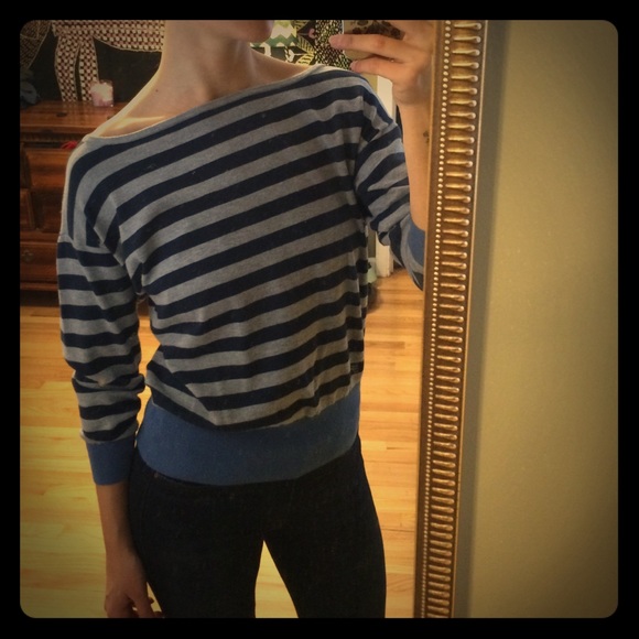Striped boat neck sweater