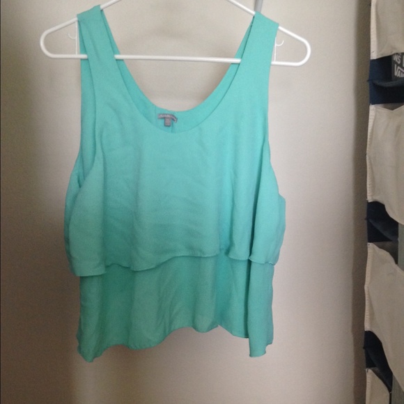 Teal layered crop top