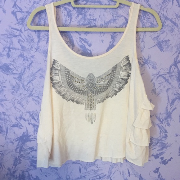 🚫SOLD cream forever 21 Tank Top ruffled back