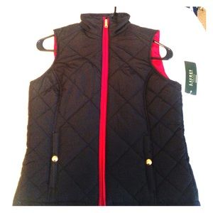 Lauren Ralph Lauren Petite Small Black & Red Vest