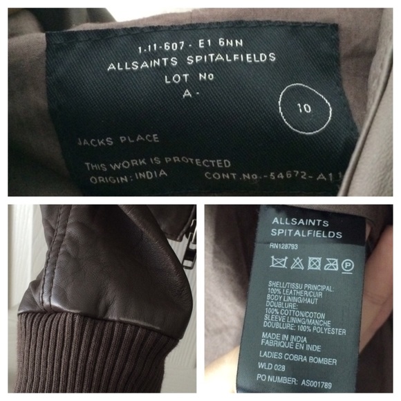 All Saints cobra brown leather jacket, UK 10, US 2 - Picture 2 of 4