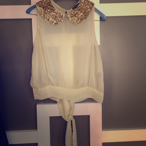 Fun Sequined Collar Blouse