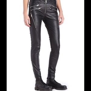 Diesel Women's L-Yasmin Black Leather Trousers