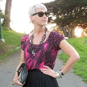 Valette Tops - Graphic print silk top Valette Tops - Graphic print silk top