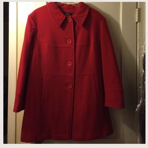 Red Wool Blend Coat