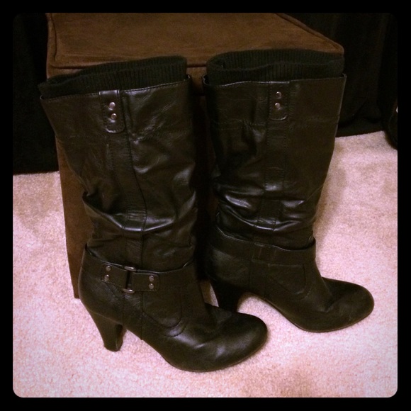Black boots with sweater cuff - Picture 1 of 4