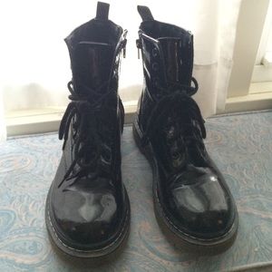Black patent boots w/ side zipper