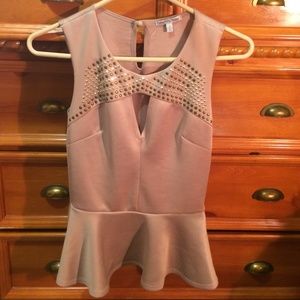 Mint Condition Peplum Beige Top