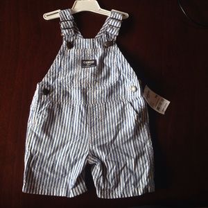 Infant Cotton blue and white striped overalls