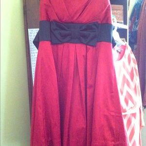 Red strapless formal dress