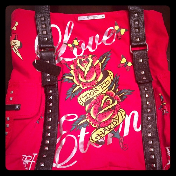 Ed Hardy tote purse with embellishments