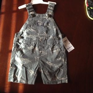 Infant Gray with Khaki Sharks Overalls