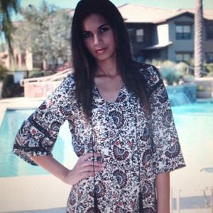 Printed indigo tunic