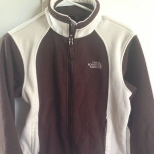 Childs size medium north  face jacket tan & brown