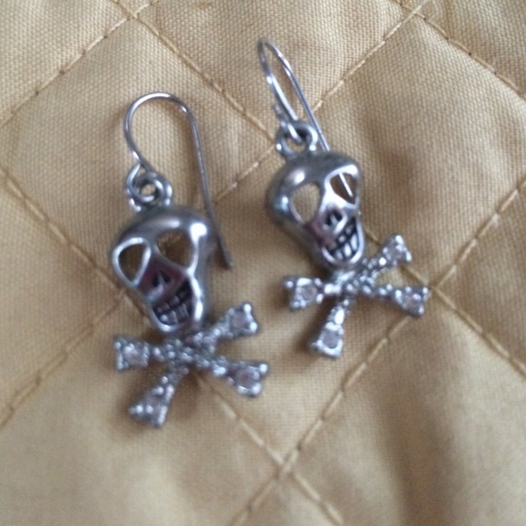 Skull diamond accent earrings