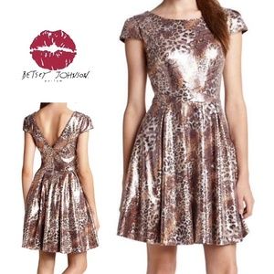 NWT BETSEY JOHNSON LEOPARD PRINT SEQUINS DRESS