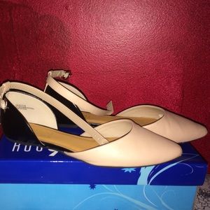 Ankle strap pointy toe flats