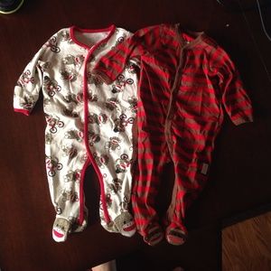 Boys Sock Monkey Sleepers