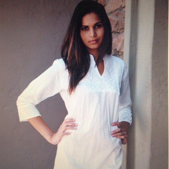 Adoire white cotton Tunic