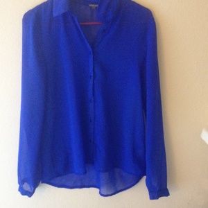 Royal blue sheer dress shirt