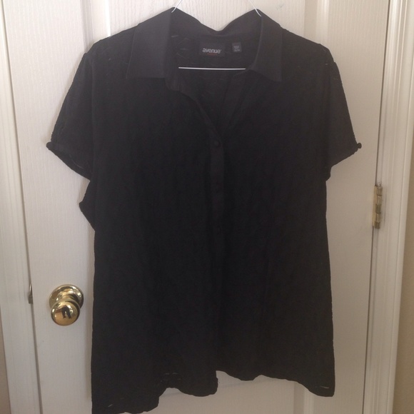 Plus size black sheer top