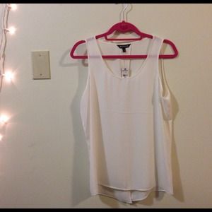 White sheer top with back slit