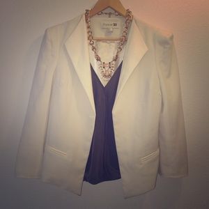White faux leather collar blazer