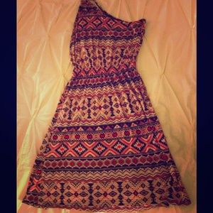 Modcloth Aztec Style One Shoulder Dress