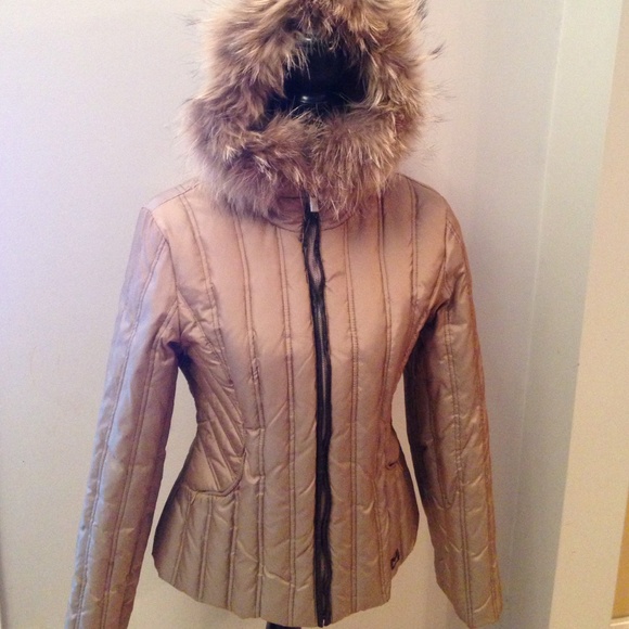 Micheal Kors fur hood trim with leather detailing