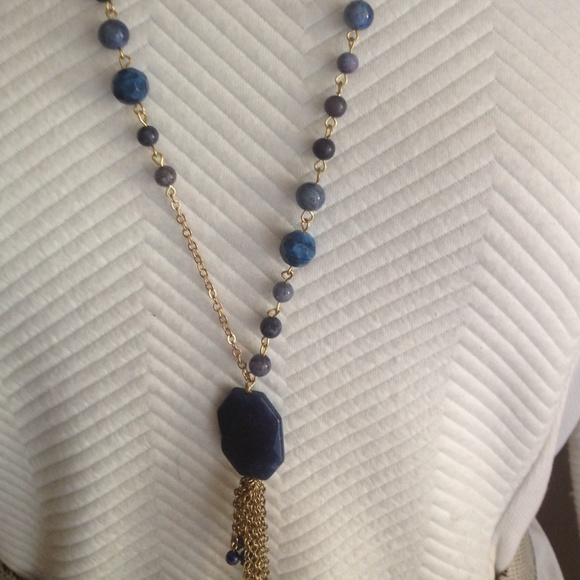 LOFT Blue semi precious stone necklace with gold
