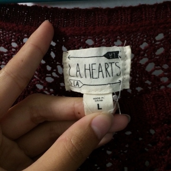 LA Hearts Oversized Burgundy Sweater - Picture 2 of 4