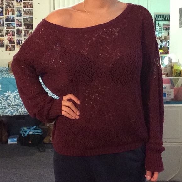 LA Hearts Oversized Burgundy Sweater - Picture 3 of 4