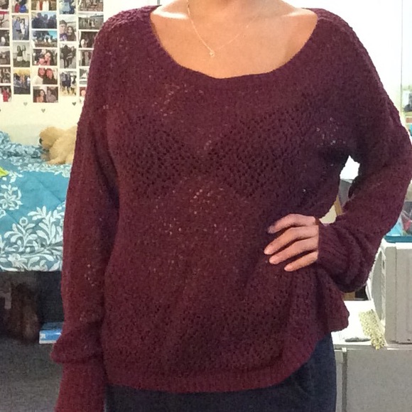 LA Hearts Oversized Burgundy Sweater - Picture 4 of 4