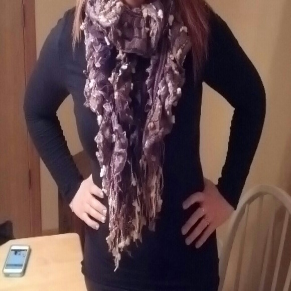 Purple frilly scarf