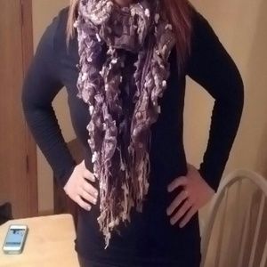 Purple frilly scarf