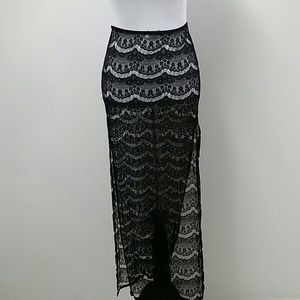 Lace side slits maxi skirt