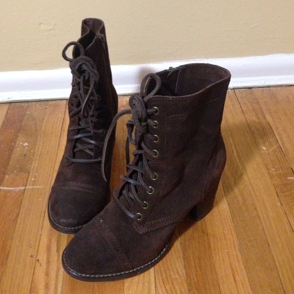 Brown suede combat boots