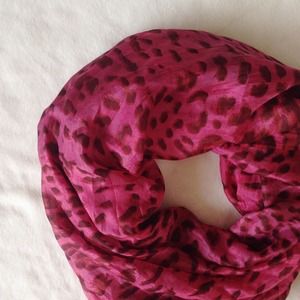 Free People Pink Leopard Silk Scarf