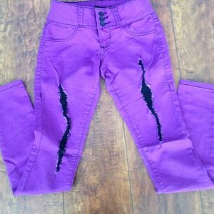 Hot topic purple super skinny jeans
