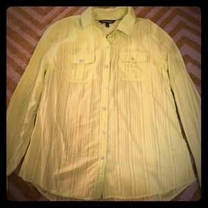 Express neon green button down shirt