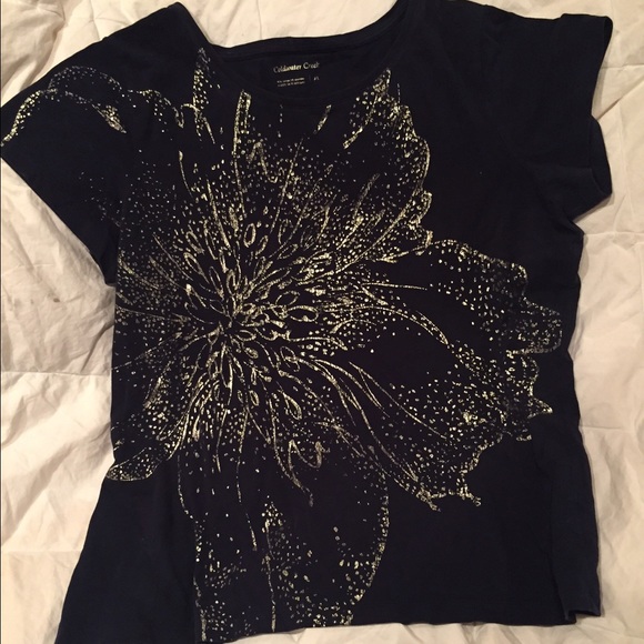 Navy and Gold Flower Shirt